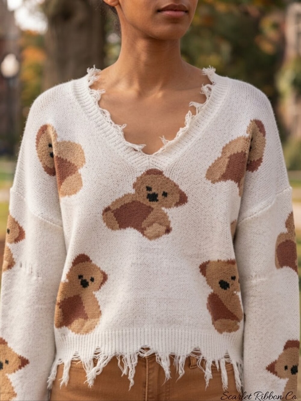 Just Polly New York Distressed Teddy Bear Sweater NWOT - Picture 10 of 11